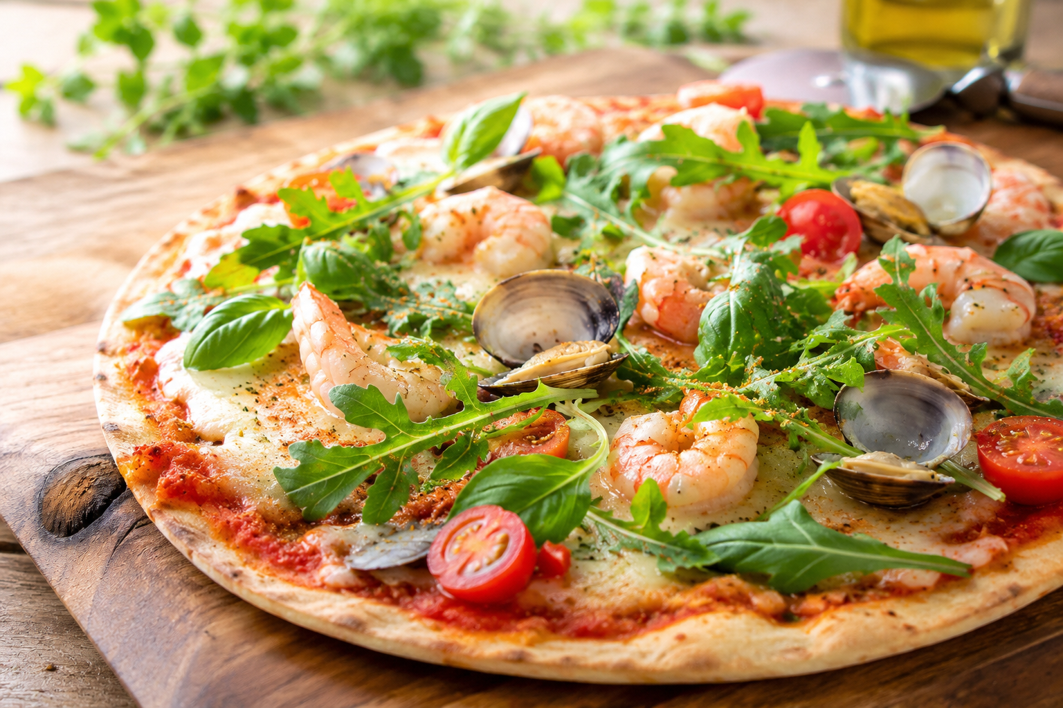 Seafood pizza